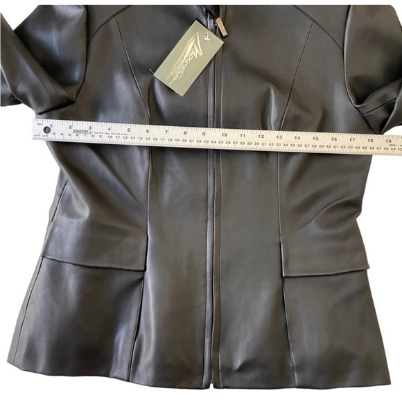 Mouvance vegan leather moto jacket black contemporary zip closure size 42 or L - Picture 14 of 15
